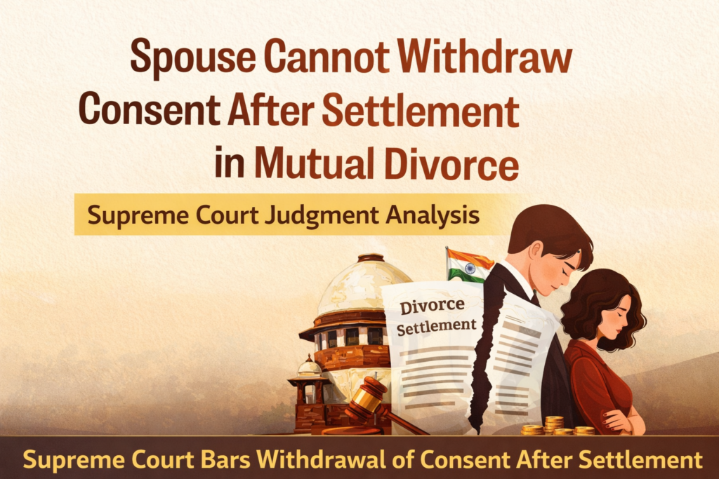 Spouse Cannot Withdraw Consent for Mutual Divorce After Settlement: A Detailed Legal Analysis